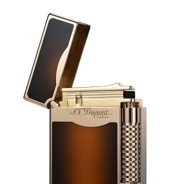 S.T. Dupont Le Grand Lacquer & Gold Sunburst Kahverengi Çakmak 23012