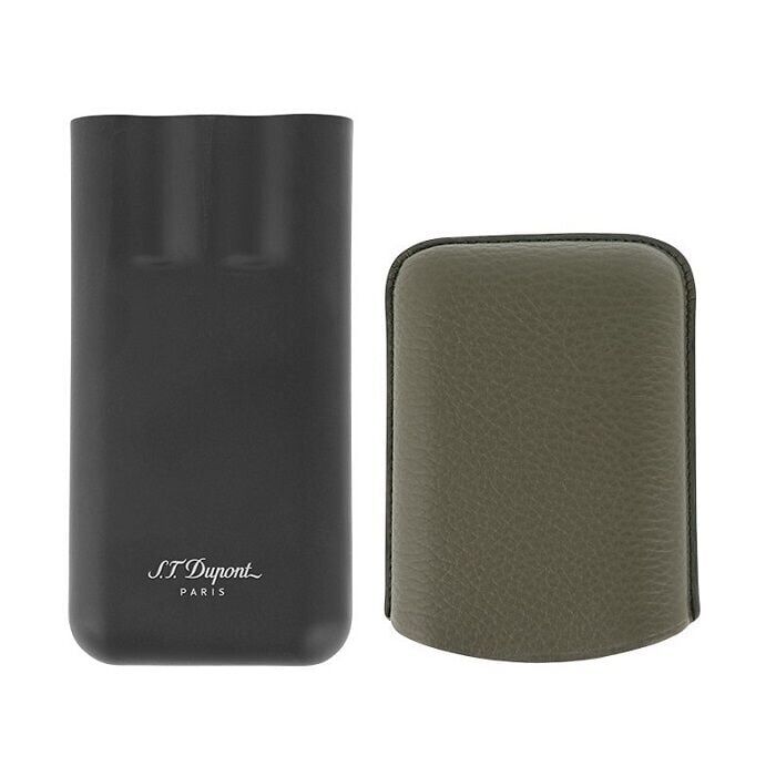 S.T. Dupont Grained Leather Üçlü Puro Kılıfı Khaki Yeşil 183349