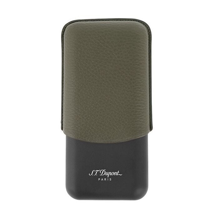 S.T. Dupont Grained Leather Üçlü Puro Kılıfı Khaki Yeşil 183349