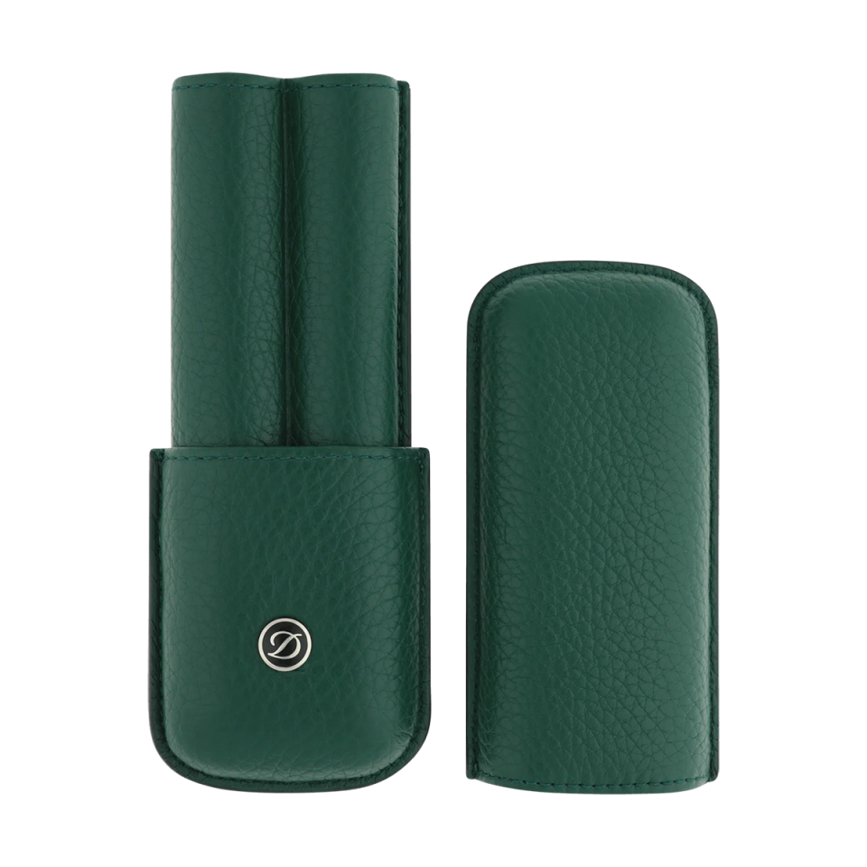 S.T. Dupont Grained Leather İkili Kalem Kılıfı Yeşil 7134