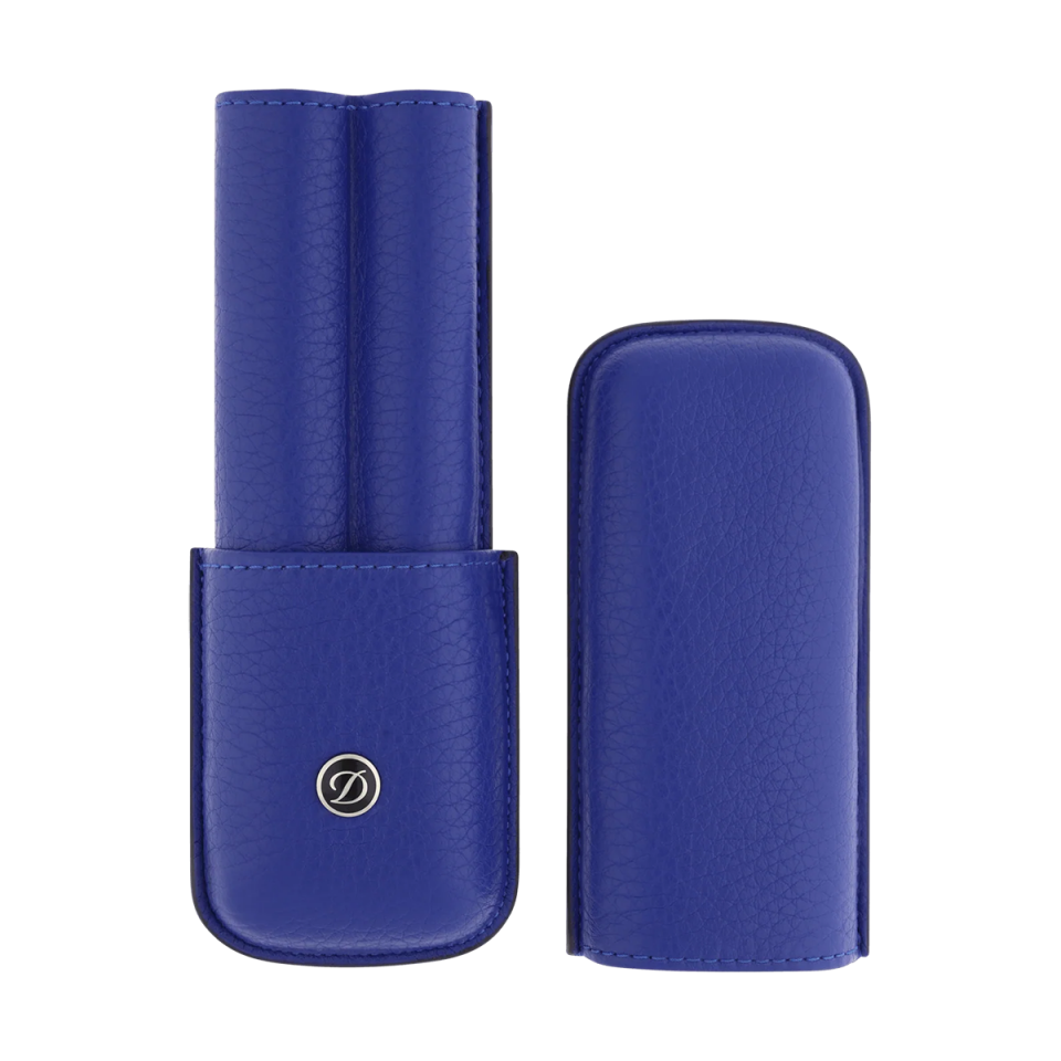 S.T. Dupont Grained Leather İkili Kalem Kılıfı Mavi 7132