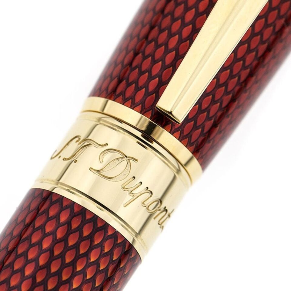 S.T. Dupont Ligne D Guilloche Kırmızı & Gold Roller Kalem 412108