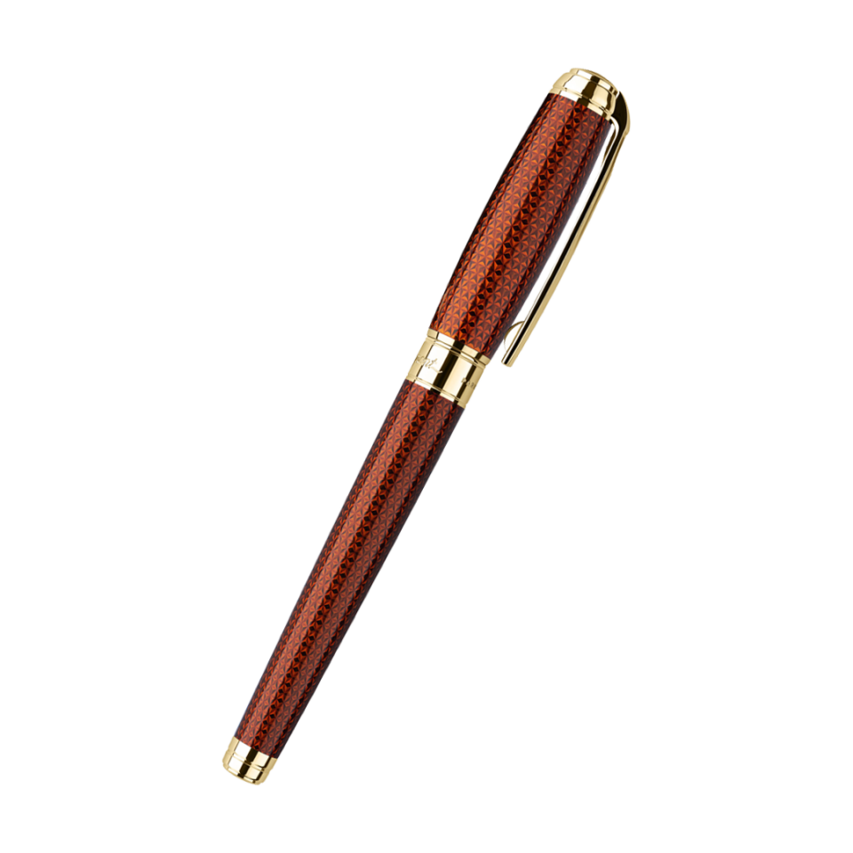 S.T. Dupont Ligne D Guilloche Amber & Gold Roller Kalem 412111