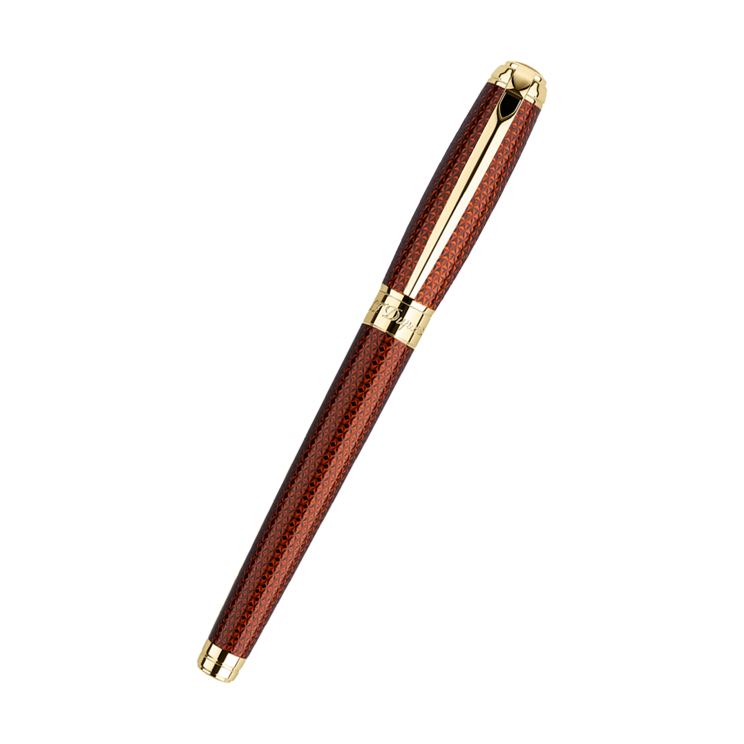 S.T. Dupont Ligne D Guilloche Amber & Gold Roller Kalem 412111