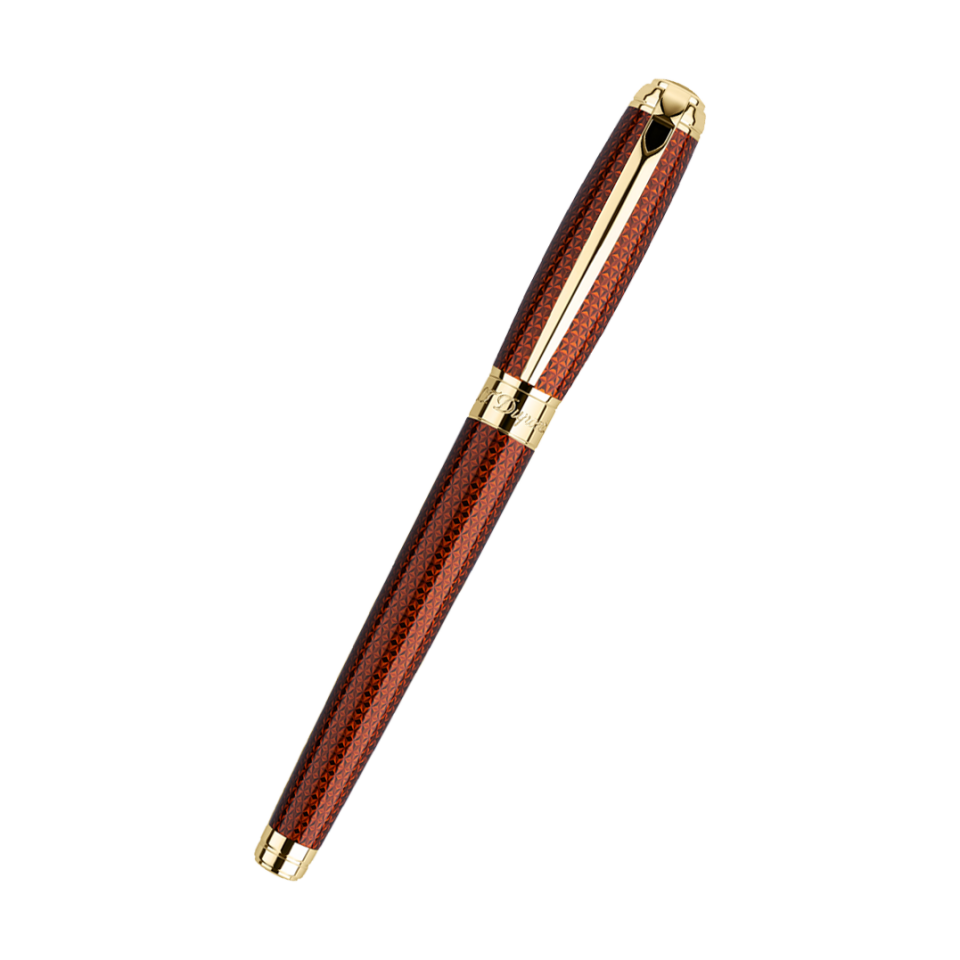 S.T. Dupont Ligne D Guilloche Amber & Gold Roller Kalem 412111