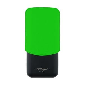 S.T. Dupont Grained Leather Üçlü Puro Kılıfı Neon Yeşil 183417