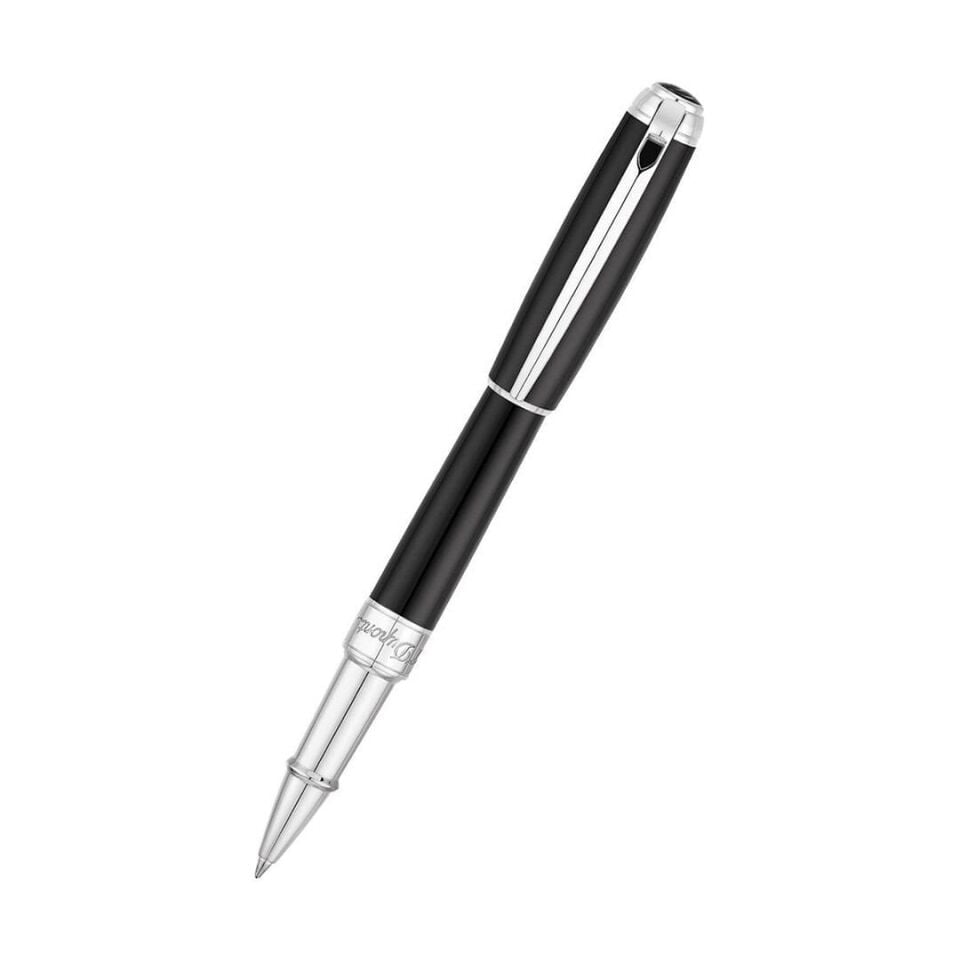 S.T. Dupont Ligne D Silver & Siyah Lacquer Roller Kalem 412100M