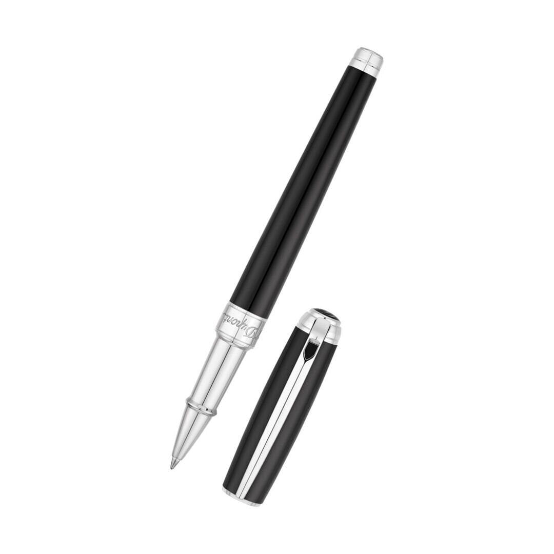 S.T. Dupont Ligne D Silver & Siyah Lacquer Roller Kalem 412100M