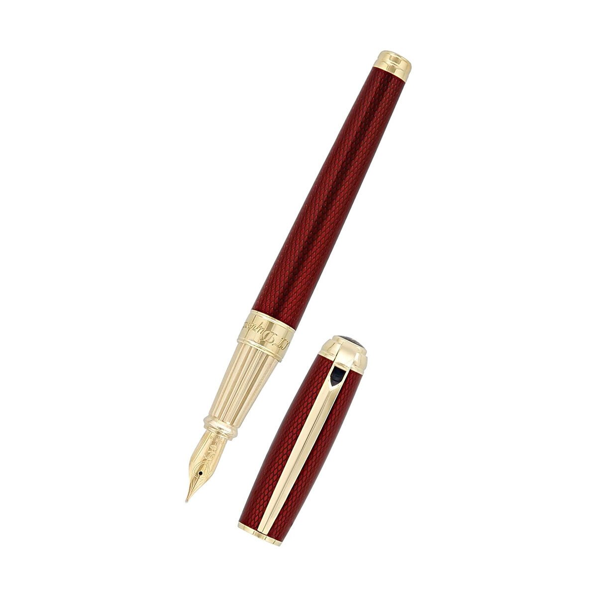 S.T. Dupont Ligne D Guilloche Kırmızı & Gold Dolma Kalem 410108L