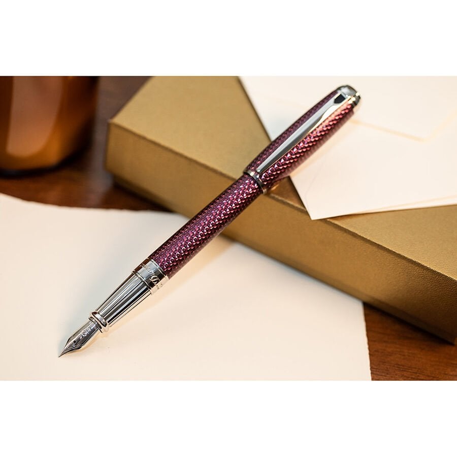 S.T. Dupont Ligne D Guilloche Pembe & Silver Dolma Kalem 410112